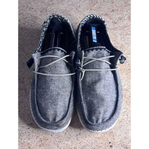 Hey Dude Wendy Chambray Onyx Size 9 Grey/Black/White! Lightweight!